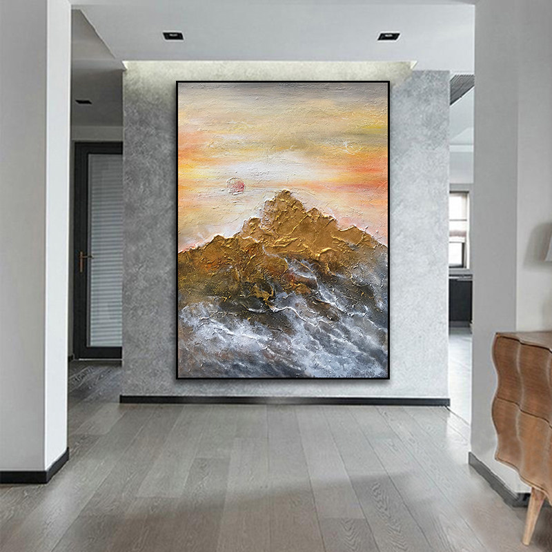 Entrance decoration painting vertical version atmospheric living room sofa background wall painting corridor aisle end mural light luxury oil painting