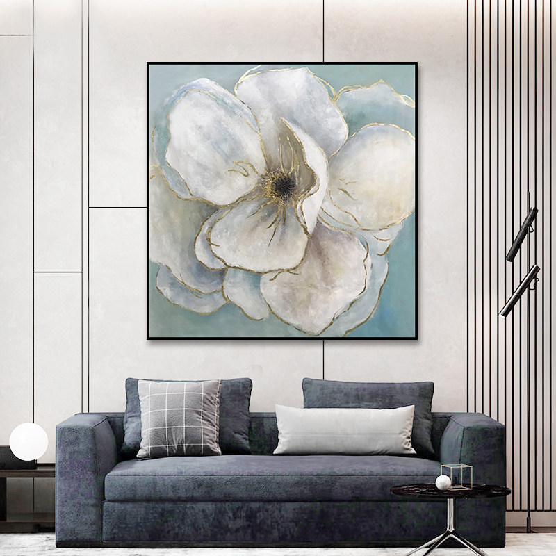 Hand-painted light luxury porch decoration painting modern minimalist dining room living room sofa background wall painting corridor end oil painting