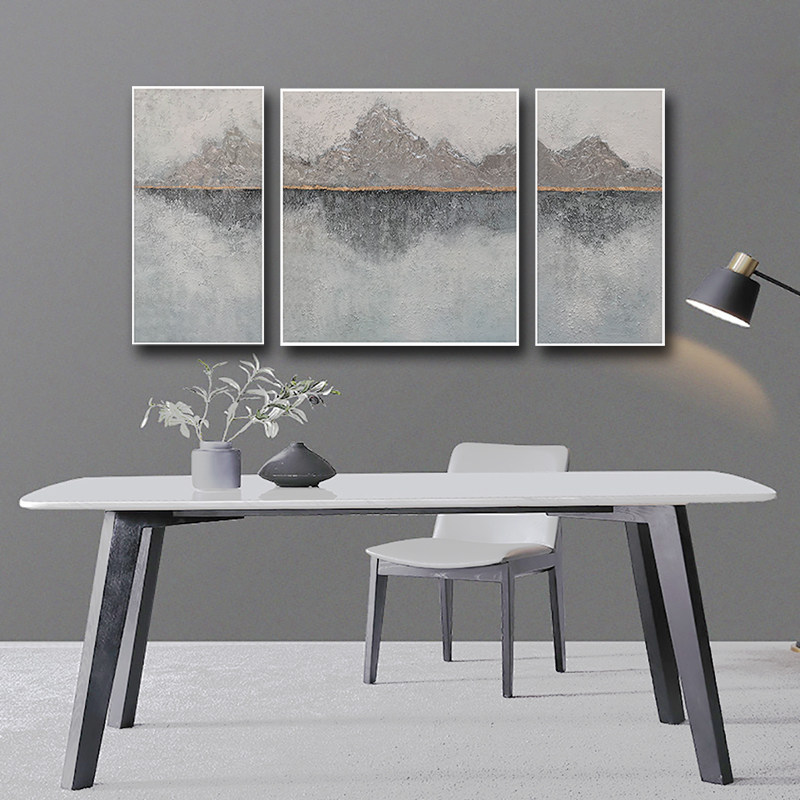 Atmospheric living room decorative painting triple light luxury modern minimalist sofa background wall painting high-end dining room study oil painting