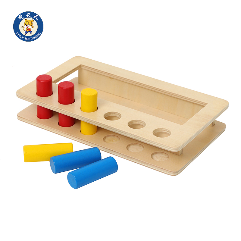 Montessori teaching aids infant and young hand-eye coordination Montessori early education educational toys IC class teaching materials color three-color embedded column