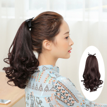 Ponytail wig Large wavy long curly hair Pear flower roll strap ponytail invisible natural real hair pigtail wig female