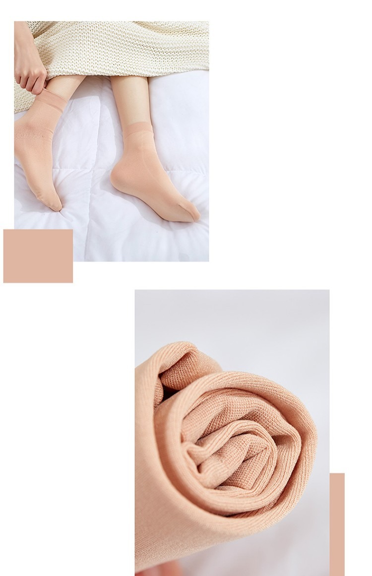 Vớ ống giữa cộng với vớ nhung dày mùa đông vớ len ấm áp nữ vớ da cao eo tuyết vớ ngắn vớ vớ trắng