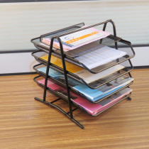 Iron mesh four-layer file tray Horizontal file rack Pull-out file rack Desktop folder rack Office