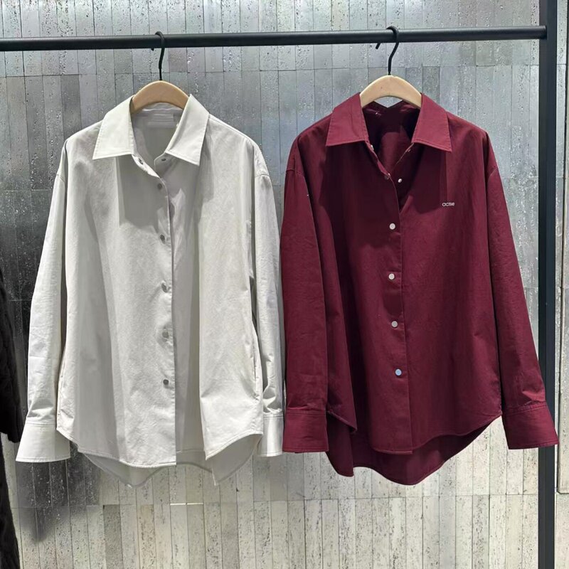 Mo2026 Genuine Spring New Versatile Casual Simple Style Lapel Loose Long-Sleeved Shirt for Women Mbf1Sht019