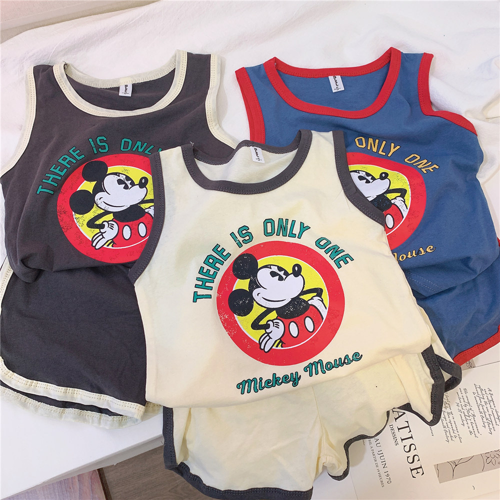 Children's vest set summer thin section 2022 boys sleeveless T-shirt shorts two-piece children's summer clothing