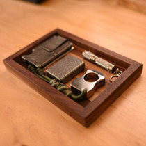 Sundry storage box wooden retro storage box office desktop storage black walnut storage rack storage plate
