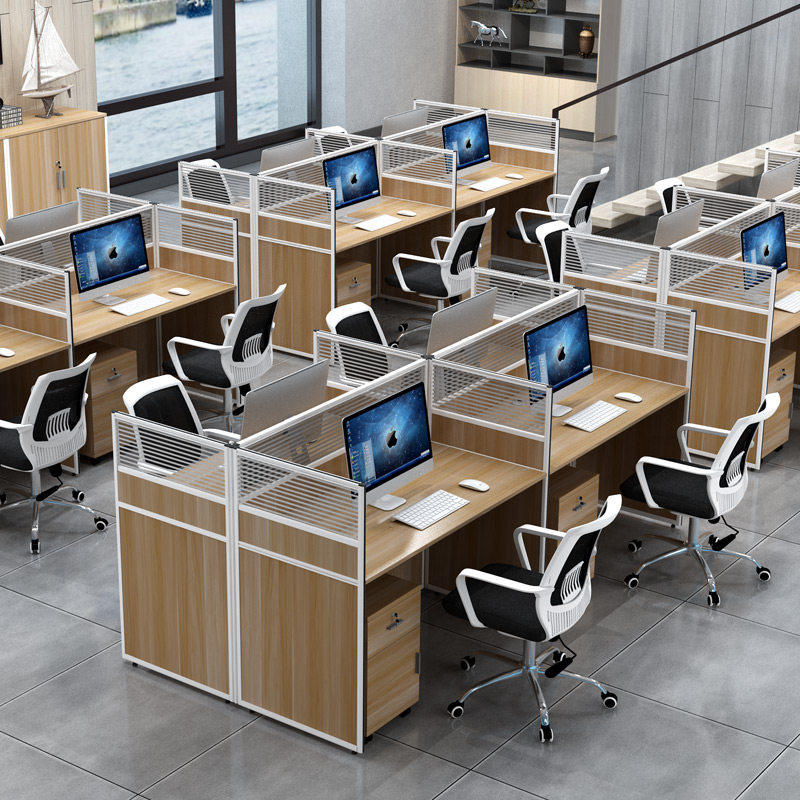 Staff four-person office desk and chair combination simple modern double-person work screen computer card position financial furniture