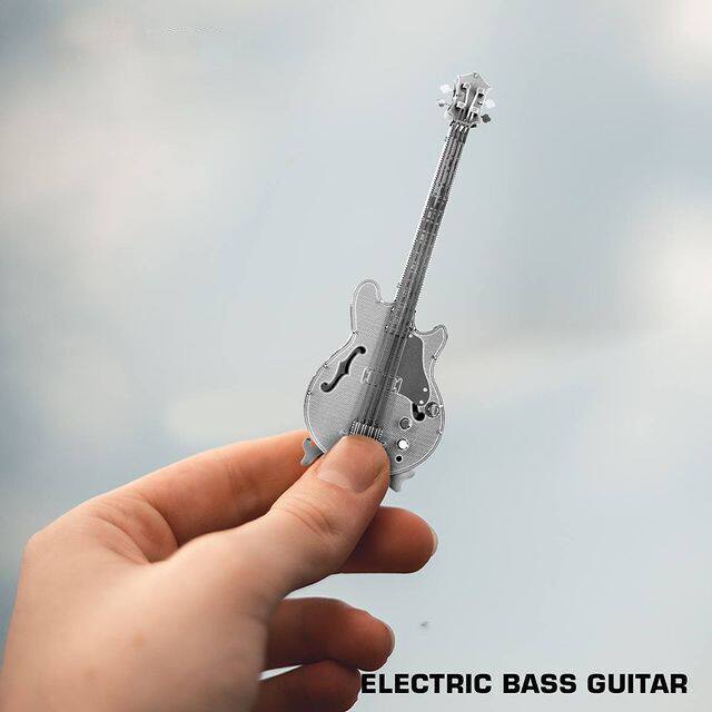 Steel image 3D glue - free stereo instrument puzzle metal diy assembled stainless steel model Bass Bass guitar