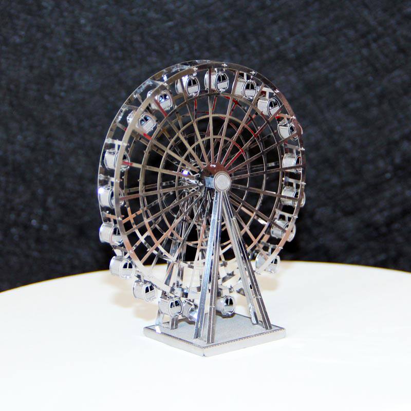 3D glue-free three-dimensional architectural puzzle all-metal diy building assembled stainless steel model Ferris wheel red crown