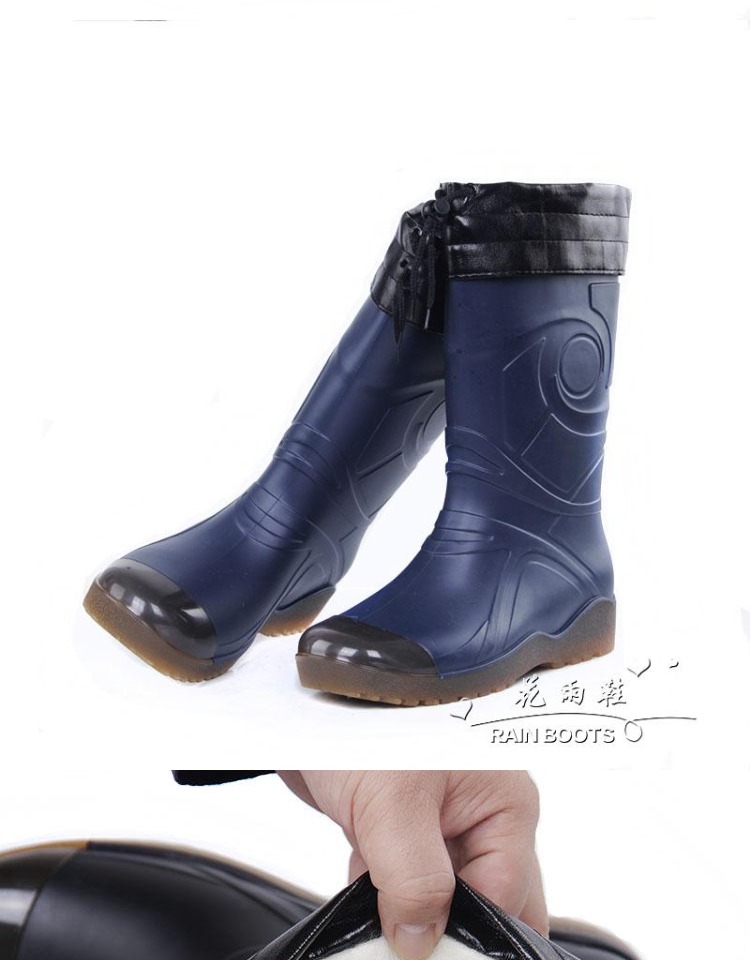 Mùa đông ấm áp của nam giới mưa khởi động dành cho người lớn mô hình thời trang trong ống chống trượt không thấm nước cao khởi động mưa khởi động ấm cộng với nhung nước giày thủy triều ủng bảo vệ giày
