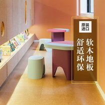 Classic primary color cork flooring imported from Portugal is easy to install and can be reused