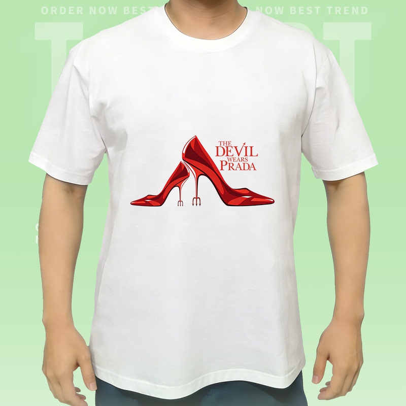 The Queen in Prada Movie Fashion Summer Pure Cotton Short-Sleeved T-Shirt for Men and Women Loose Printed Trendy Top