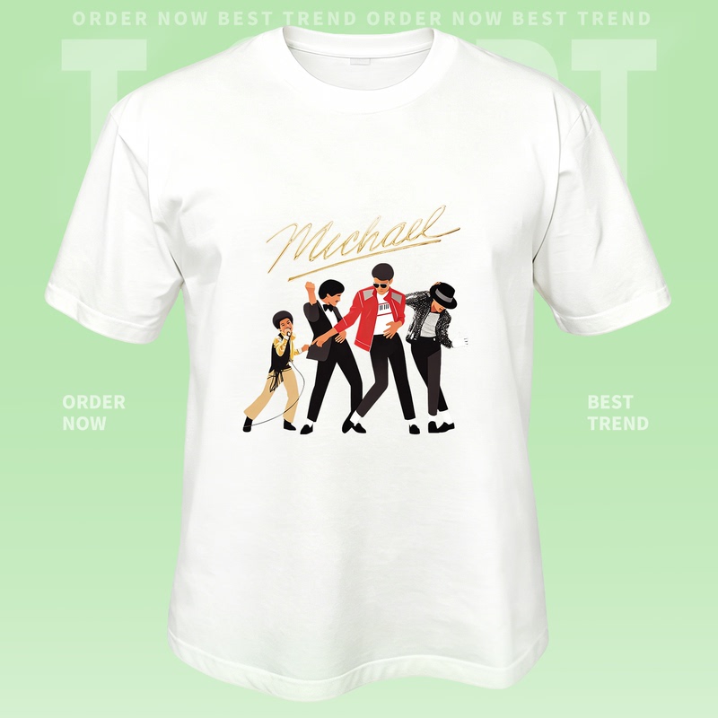 Michael Jackson's Road to Stardom Summer Cotton Short-Sleeve T-Shirt Unisex Loose Print Trendy Versatile Top Michael Jackson's Road to Stardom Summer Cotton Short-Sleeve T-Shirt Unisex Loose Print Trendy Versatile Top