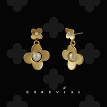 Cosmic Tick Dew Pearl Kisses Flowers Ear Nails-Small Crowdsourced Two Wearing Pearl Earrings Cute Commute