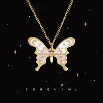 Cosmic symbol Dream Naturalism-Love Butterfly necklace Enamel original gold-plated sweater chain Girl gift