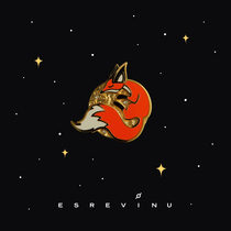 Cosmic symbolLittle Fox on the MOON ESREVINU original design Gold plated brooch collar pin gift