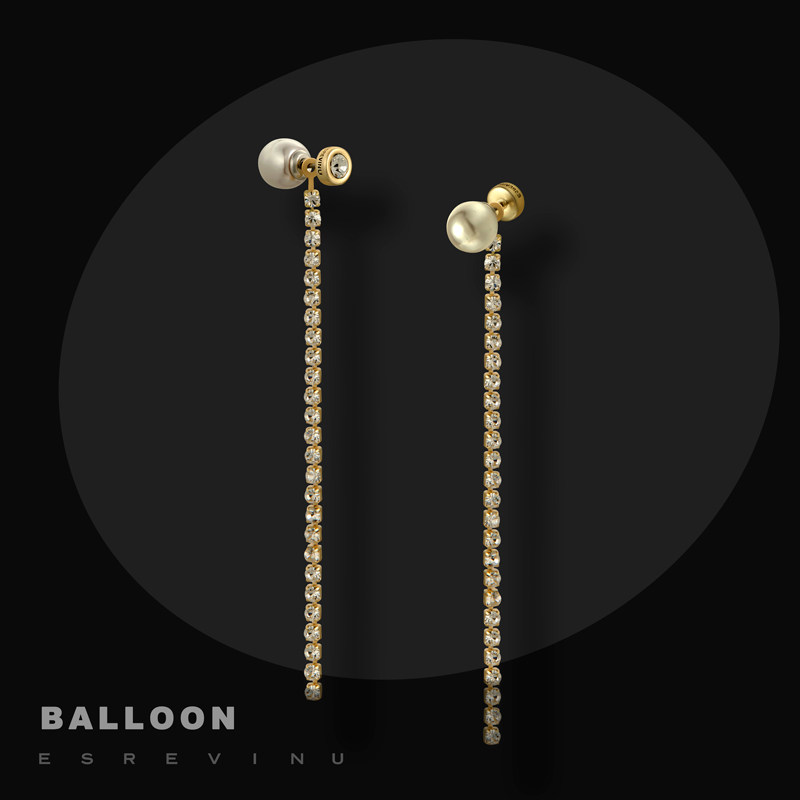 Cosmic symbol “balloon” earrings pearl earrings tassel simple high-grade gold-plated jewelry multiple ways to wear
