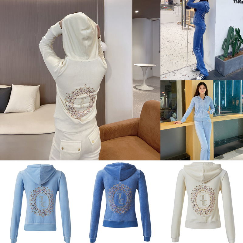 Juicy Velvet Sportswear Set 2025 Autumn New Women's Fashion Jc American Style Drapey Slimming Celebrity Style