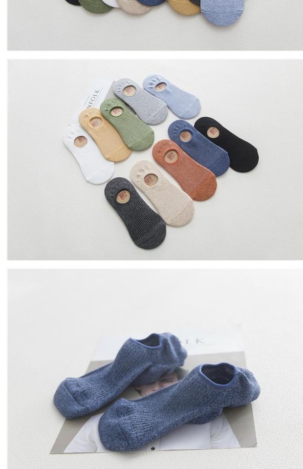 Vớ vô hình phụ nữ mùa hè nông miệng cotton silicone chống trượt màu rắn vớ vớ thể thao vớ thấp để giúp đậu Hà Lan vớ nam vớ trắng
