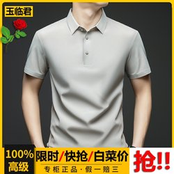 Solid Color Short-Sleeved Men's Polo Shirt Breathable No-Iron Elastic Lapel T-Shirt Summer Thin Business Collared Top for Men