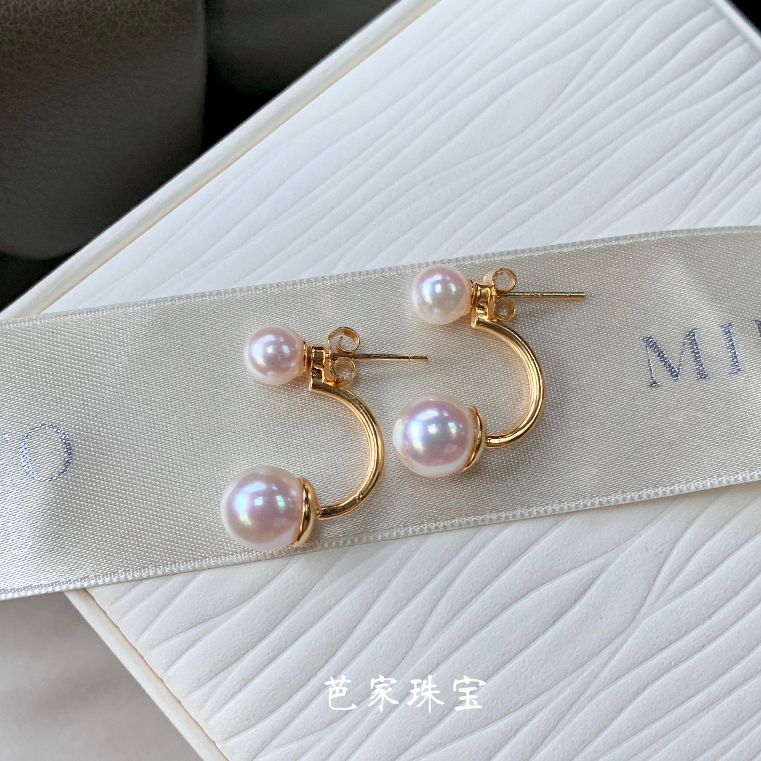 Ballet of the winter Japanese akoya natural seawater pearl pure silver 18K gold earrings earrings Song Huijo
