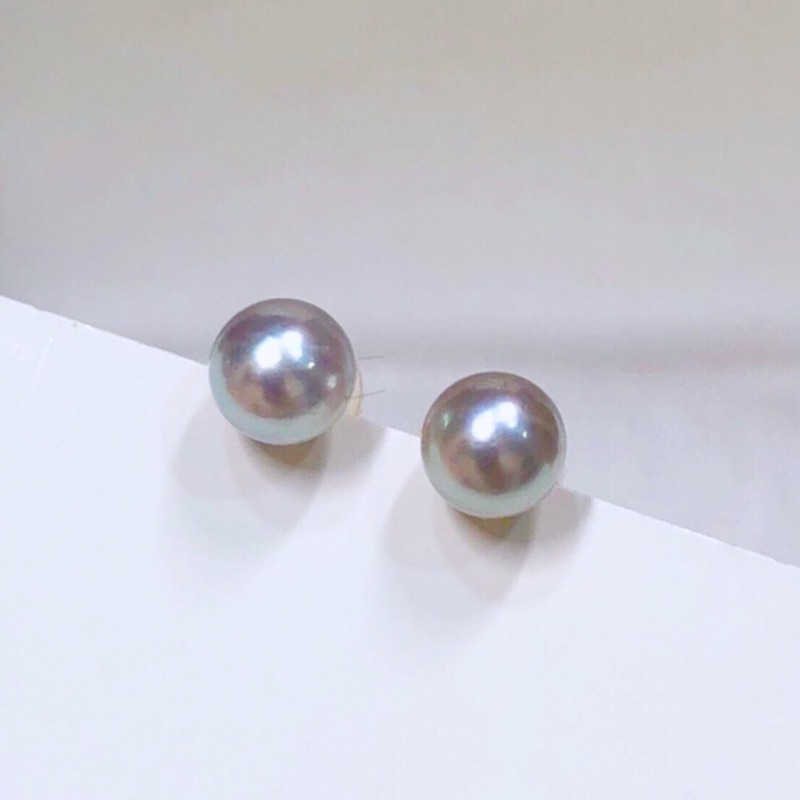 Special prices blue ash mini Japanese akoya seawater circle 4 5mm real multi - linen pearl 18k gold ear nails