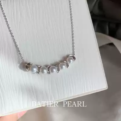 M with fresh smile olive branch natural pearl round 925 sterling silver necklace