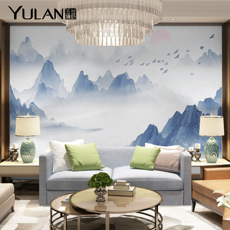 Yulan New Chinese style TV background wall painting Living room Bedroom Xuanguan Corridor minimalist decoration custom fresco water ink