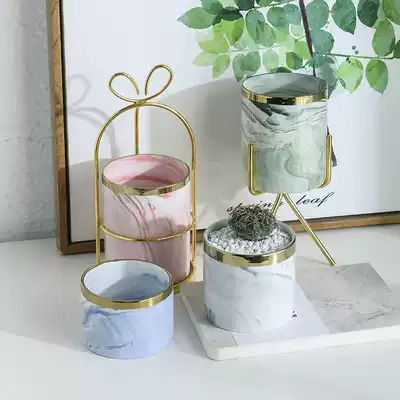 Fleshy flowerpot pink marbled white porcelain meat plant small flowerpot cute personality simple ceramic flowerpot