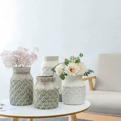 Nordic creative living room ceramic vase Rose flower arrangement small decoration American retro dining table dried flower decoration