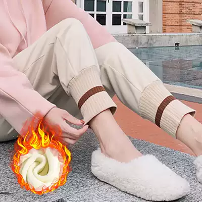 Qiao Meixi pregnant women pants autumn and winter plus velvet thickened wear high-end woolen pants loose fashion sweatpants