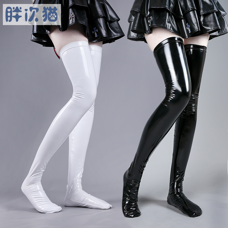 Queen Patent Leather Glossy Over-The-Knee Socks Anime Cosplay Leather Stockings Long Socks Sexy Leather Thigh-High Socks Photo Shoot Super Cool