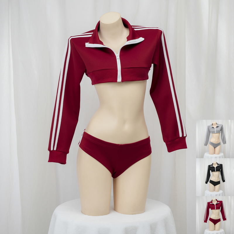 Short Long-Sleeved Gymnastics Suit, Zippered Sporty Style Private Sweatshirt, Two-Dimensional Sexy Pajamas, Loungewear Short Long-Sleeved Gymnastics Suit, Zippered Sporty Style Private Sweatshirt, Two-Dimensional Sexy Pajamas, Loungewear