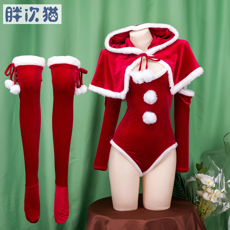 Christmas Little Red Riding Hood Plush Onesie Set Sexy Nightgown Gift Pajamas Private Wear Home Wear