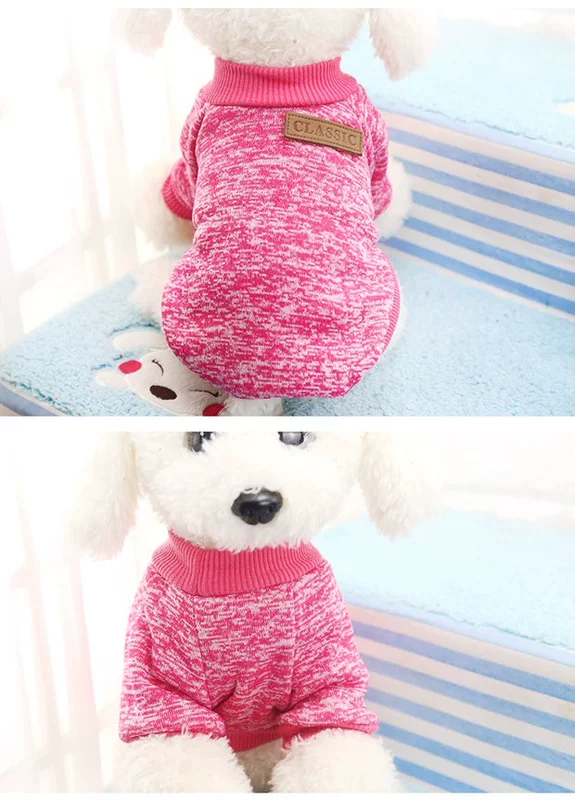 Pet mèo đan áo len cổ điển Mùa thu và mùa đông cộng với quần áo nhung nhung cho chó Poodle Teddy - Quần áo & phụ kiện thú cưng