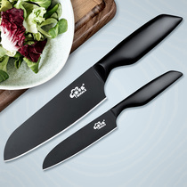 Black All Steel Chefs Knife Water Fruit Knife Two Sets Sliced Knife Suit Home Sharp Stainless Steel Cut Vegetable Cut Meat Slice