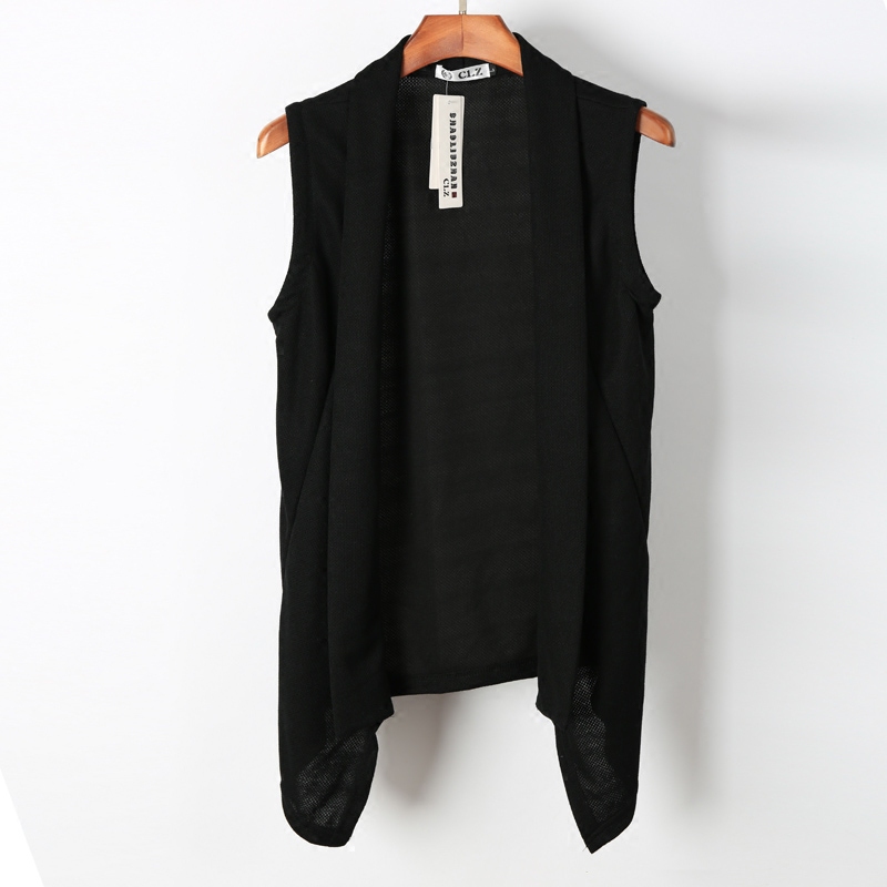 Spring Cardigan Vest Korean Style Slim Fit Thin Sleeveless Vest Trendy Men's Short Knitted Vest Jacket
