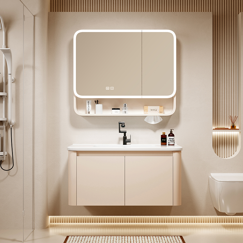 Wall-Mounted Bathroom Cabinet Combination Bathroom Hand Washing and Face Integrated Ceramic Basin Washbasin Beauty Smart Mirror Cabinet Wall-Mounted Bathroom Cabinet Combination Bathroom Hand Washing and Face Integrated Ceramic Basin Washbasin Beauty Smart Mirror Cabinet
