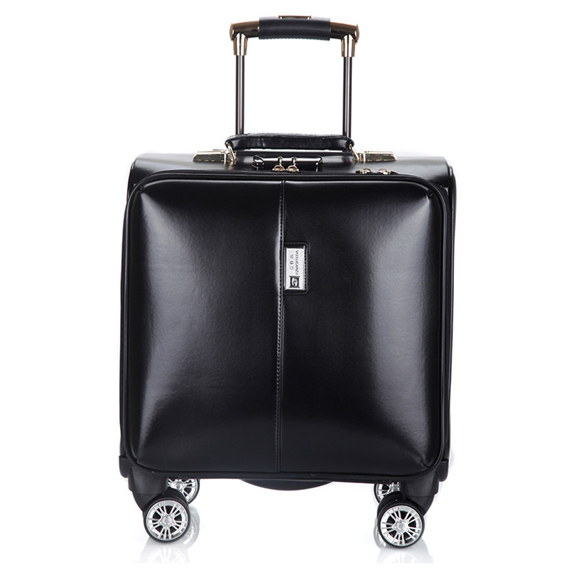 18-inch small suitcase male and female business travel suitcase universal wheel pull-lever case fashion retro leather case den case