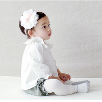 South Korea imported female baby coat cotton shirt spring and autumn girls round neck base shirt female baby shirt Princess shirt