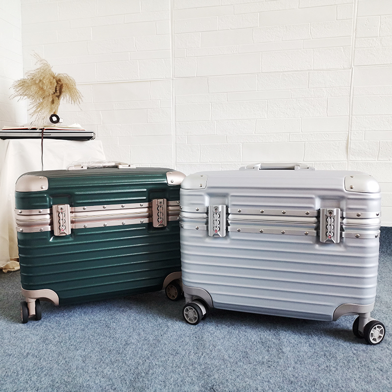 Aluminum Frame Photography Trolley Case 18inch Pilot Case Silent Password Lock Suitcase 20-Inch Travel Makeup Case Flip-Top Carry-On Suitcase