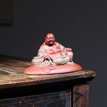 Thé porte-bonheur bouddha Maitreya sable violet de haute qualité ornements pour animaux de compagnie Yixing célèbres figurines de jeu de thé de bouddha originales entièrement faites à la main