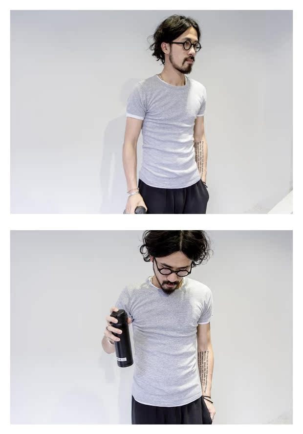 Mùa hè mới màu rắn cổ tròn tay ngắn tay áo thun cotton đáy quần cotton nam và nữ Slim phiên bản Hàn Quốc áo khoác cặp
