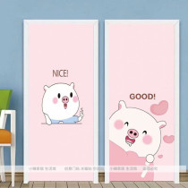 Door Creative Sticker Cartoon Cartoon Nordic Wooden Door Renovated Self-Adhesive Waterproof Decoration Painting Whole Wardrobe Glass Film