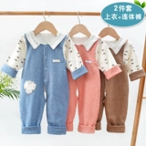 Детский осенний весенний комплект для раннего возраста, хлопковый комбинезон, бандаж пупочный, штаны