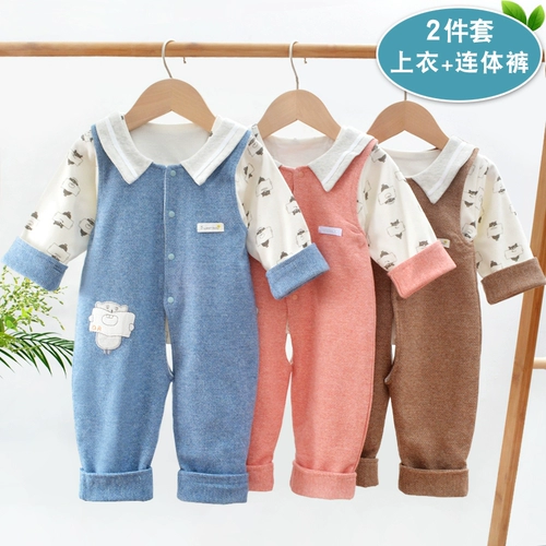 Детский осенний весенний комплект для раннего возраста, хлопковый комбинезон, бандаж пупочный, штаны