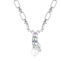 Chow Tai Sang DC sterling silver necklace light luxury niche womens cool summer clavicle chain womens high-end jewelry womens holiday gift