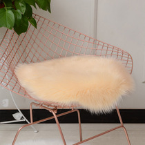 Red iron hollow chair with fur blanket thickening fur cushion bar dresser mat mat washable