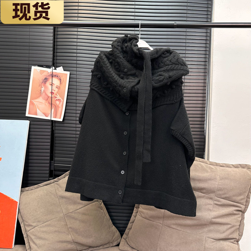 In-Stock Xz Private Label 100% Wool Cdg Dark Style Multi-Wear Cape Sweater Women's Top In-Stock Xz Private Label 100% Wool Cdg Dark Style Multi-Wear Cape Sweater Women's Top
