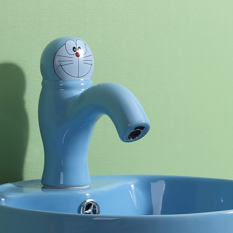 Kindergarten children's bathroom color cartoon ceramic automatic induction faucet hot and cold manual wash basin sensor